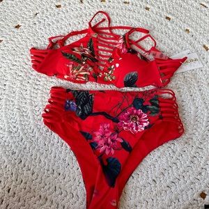 Matching high-waisted bikini set. NEW WITH TAGS